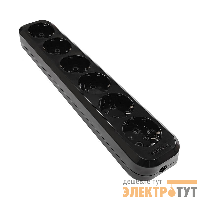 Колодка удлинителя 6-м с заземл. АБС-пластик черн. UNIVersal 2240