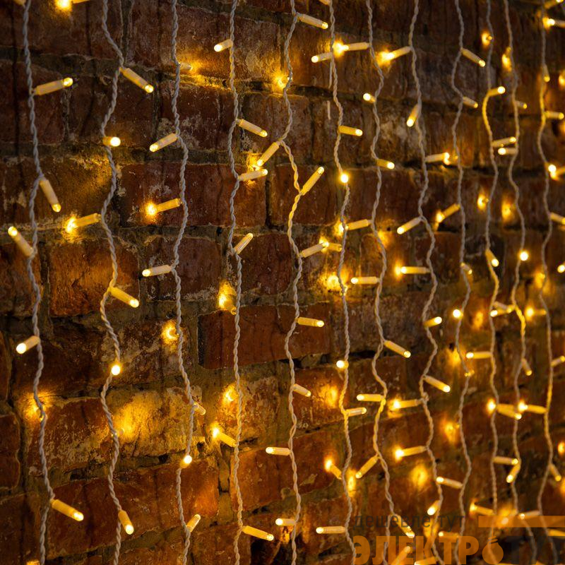 Гирлянда светодиодная "Светодиодный Дождь" 2х3м 448LED тепл. бел. 70Вт 230В IP65 эффект мерцания провод прозр. (нужен шнур питания 303-500-1) Neon-Night 235-136-6