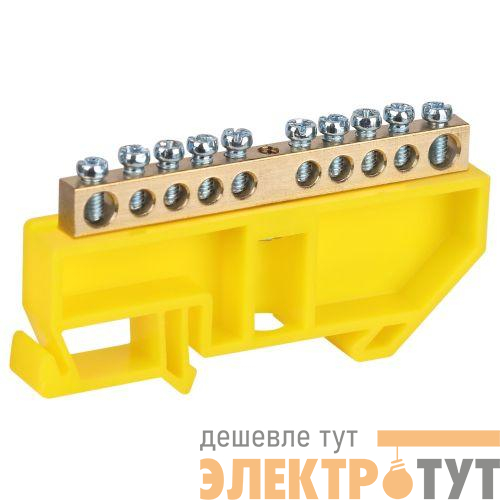 Шина PE земля на DIN-изоляторе ШНИ-6х9-10-Д NO-224-90 желт. Эра Б0062913