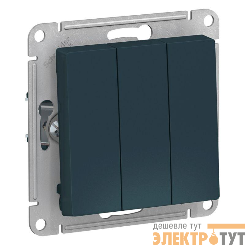 Механизм выключателя 3-кл. СП AtlasDesign 10А IP20 (сх. 1+1+1) 10AX изумруд SchE ATN000831