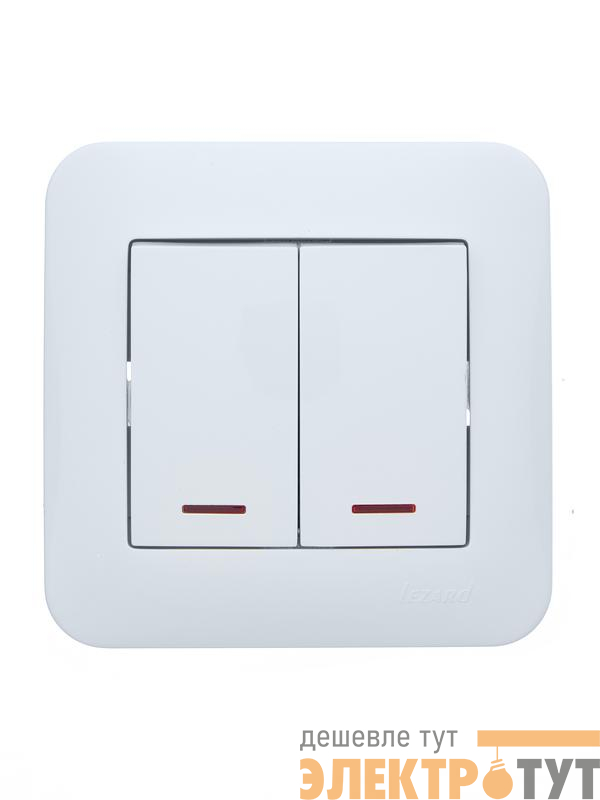 Выключатель 2-кл. 1п СП ASTI 10А IP20 с подсветкой в сборе бел. LEZARD 7081-0202-112