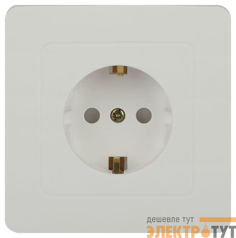 Розетка 1-м СП Style 7-206-01 16А 250В IP20 2P+E Schuko с заземл. защ. шторки бел. Intro Б0060623