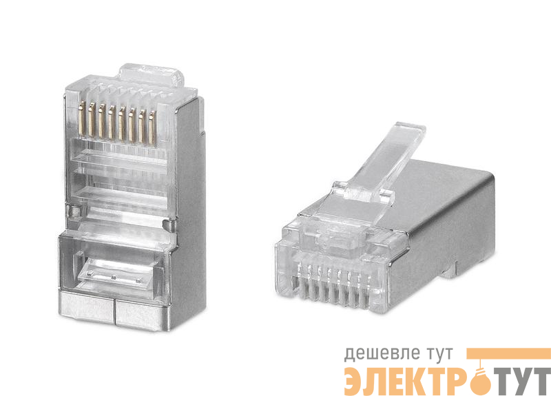 Коннектор RJ45 8P8C-SH под витую пару кат.5E экранир. универс. для ОЖ и МЖ кабеля для проводников с толщ. по изоляции до 1.05мм Cabeus 7010c