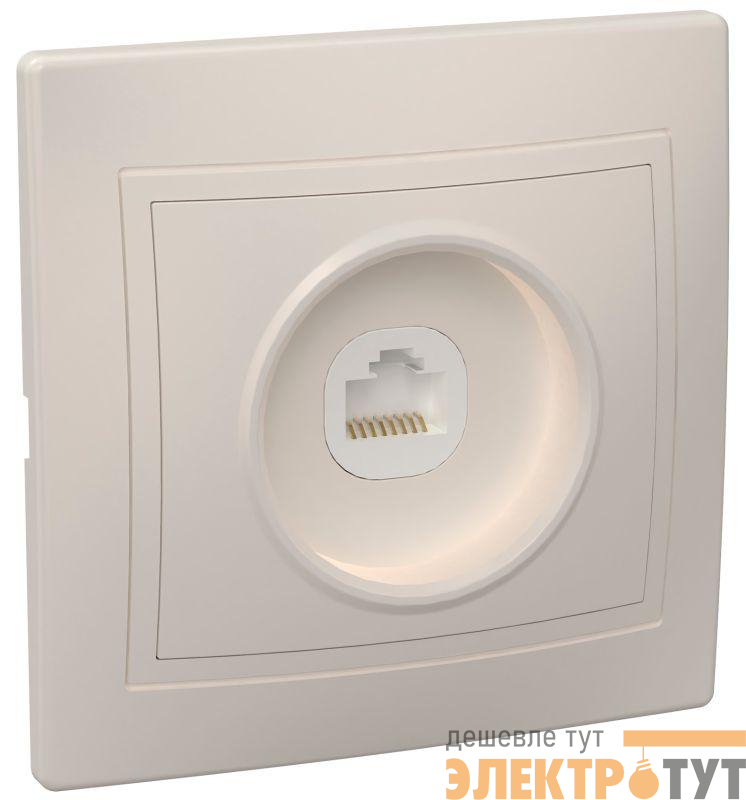 Розетка компьютерная 1-м СП Кварта РК10-ККм IP20 крем. IEK EKK10-K33-DM