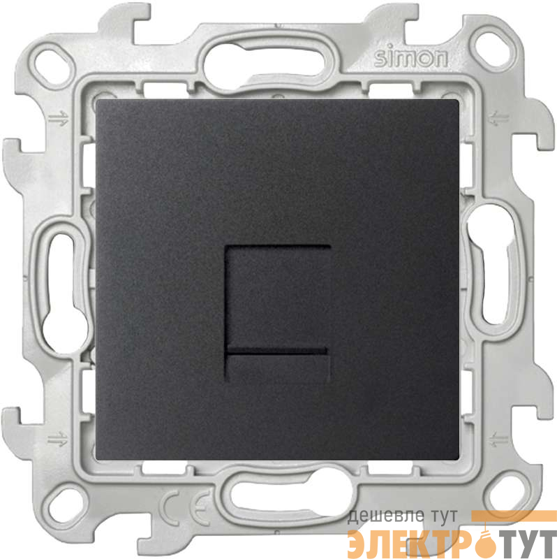 Розетка телефонная СП Simon 24 RJ11 IP20 механизм графит Simon 2410480-038