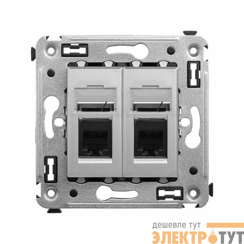 Розетка телефонная 2-м СП Avanti "Закаленная сталь" RJ12 DKC 4404314