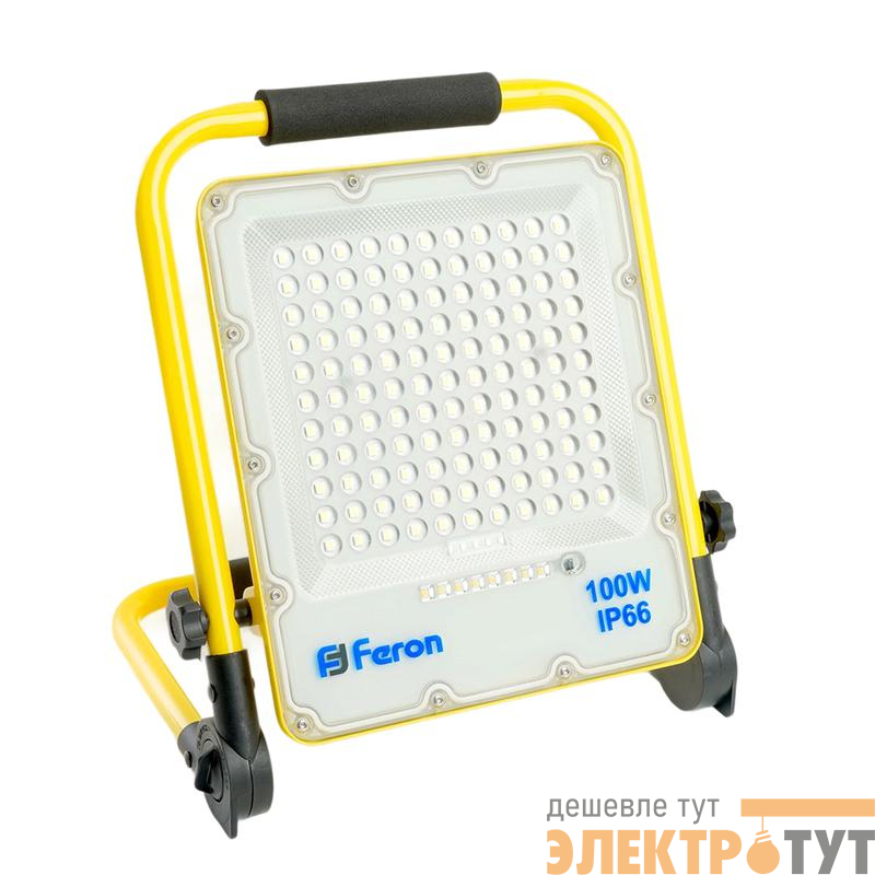 Прожектор светодиодный LL-952 100Вт 6400К IP66 15А.ч 18650 переносной с зарядным устройством FERON 48677