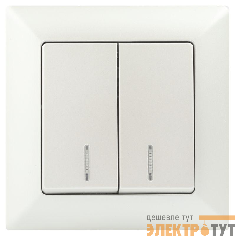 Выключатель 2-кл. СП Solo 4-105-06 10А 250В IP20 с подсветкой перламутр Intro Б0053598