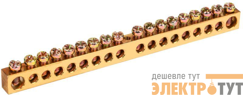 Шина PEN "земля-ноль" 8х12мм 18/1 (18групп/крепеж по центру) IEK YNN20-18-100