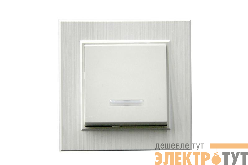 Выключатель 1-клав. с подсветкой Karea LINE STAR жемчуж. Makel 86100021