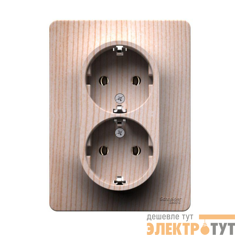 Розетка двойная Glossa 16А с заземл. в сборе сосна SE GSL001524
