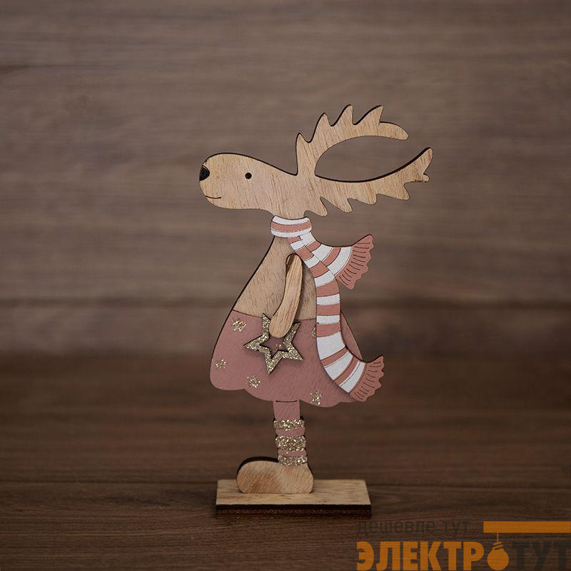 Фигура деревянная "Рождественский олень" 10.5х4х18см IP20 Neon-Night 504-006