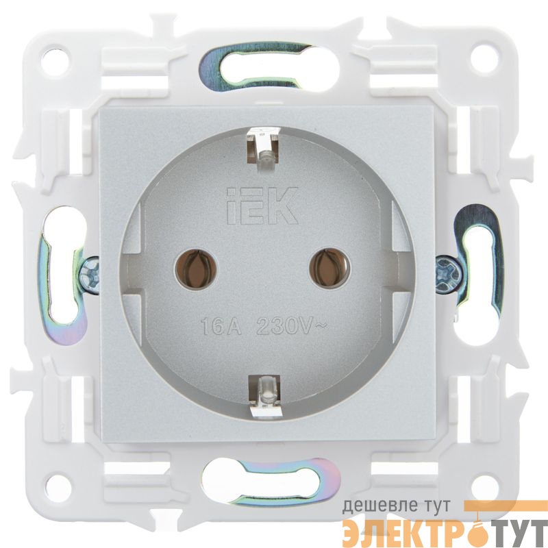 Розетка SKANDY 16А с заземл. без защ. шторок SK-R05S серебр. IEK SK-R11-16-K23