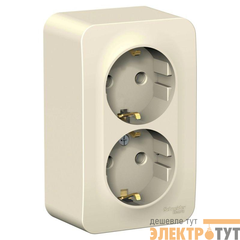 Розетка 2-м ОП Blanca 16А IP20 250В с заземл. без защ. шторок с изолир. пластиной молоч. SE BLNRA010212