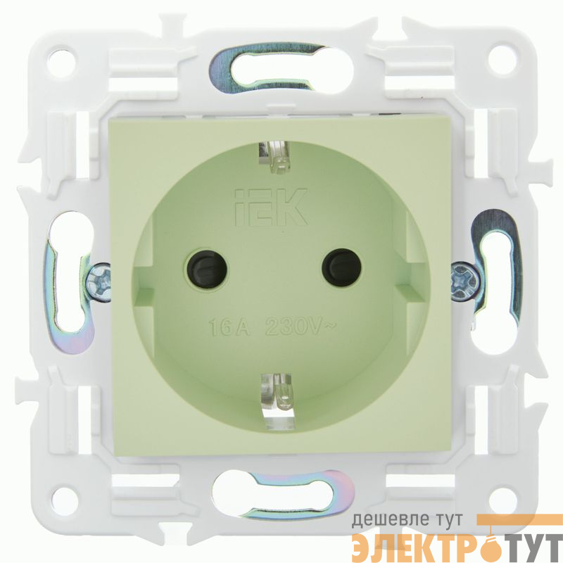 Розетка SKANDY 16А с заземл. защ. шторки безвинт. крепл. SK-R06G мятный IEK SK-R14-16-1-K06