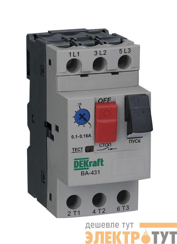 Выключатель автоматический для защиты двигателя 3п 0.16-0.25А 100кА ВА-431 DEKraft 21221DEK
