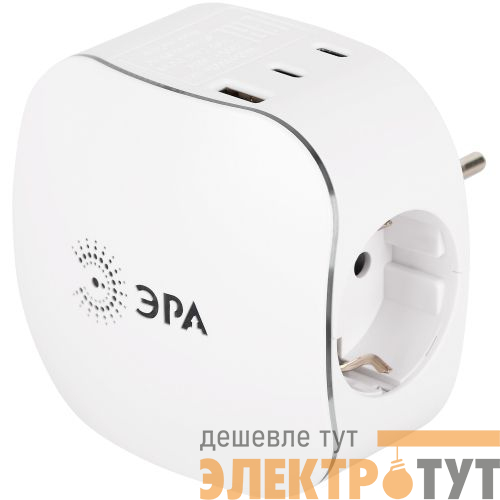Разветвитель 3-м SP-3e-3USBAC-W + 3 USB A+C с заземл. со шторками 16А бел. Эра Б0069081