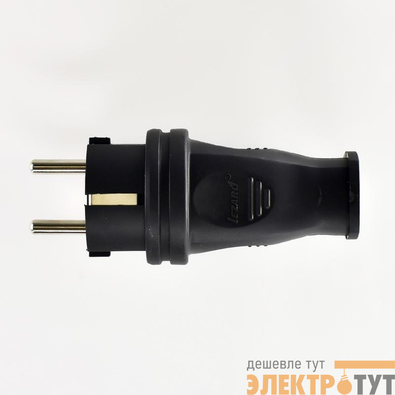 Вилка кабельная 1ф 1х16А 2P+E 220-240В IP44 каучук LEZARD 106-0400-0105/105