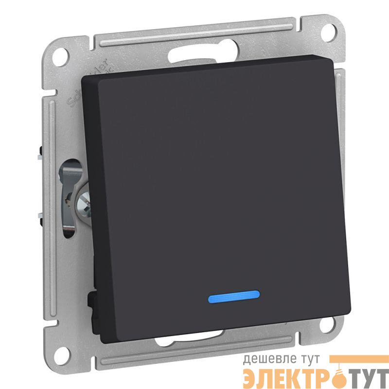 Переключатель проходной 1-кл. СП AtlasDesign 10А IP20 (сх. 6а) 10AX с подсветкой механизм карбон SE ATN001063