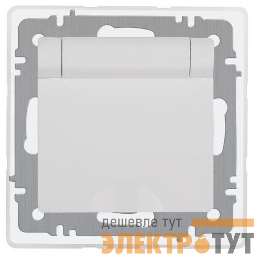 Розетка 1-м СП Accent 6-209-01 16А IP44 250В 2P+E Schuko с крышкой защ. штор. AL/CU бел. Intro Б0063553