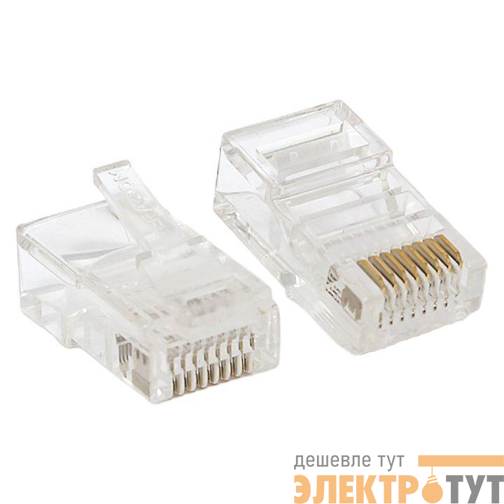 Коннектор RJ45 (8P8C) кат.5E неэкранир. TERACOM универс. (уп.10шт) EKF TRC-PLUG-5EUTP-10