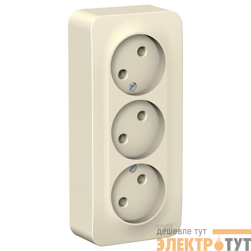 Розетка 3-м ОП Blanca 16А IP20 250В без заземл. без защ. шторок с изолир. пластиной молоч. SE BLNRA000312