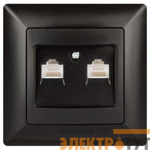 Розетка компьютерная 2-м СП Solo 4-304-05 RJ45 антрацит Intro Б0043393