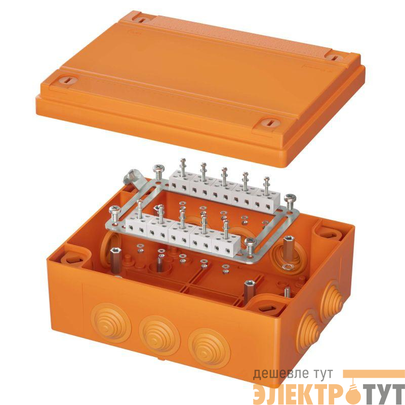 Коробка пластиковая FS с кабельными вводами и клеммниками IP55 240х190х90мм 20р 450V 6A 4кв.мм DKC FSB412004