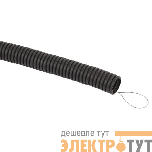 Труба гофрированная d32мм с протяжкой безгалоген. трудногорючая (FRHF) черн. (уп.50м) GOFR-32-50-FRHF Эра Б0068909