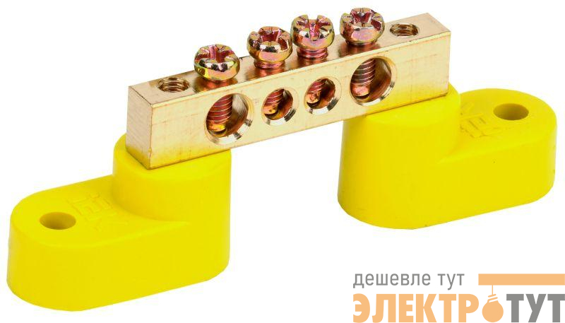 Шина PE "земля" ШНИ-6х9-4-У2-Ж на двух угловых изоляторах IEK YNN10-69-4C2-K05