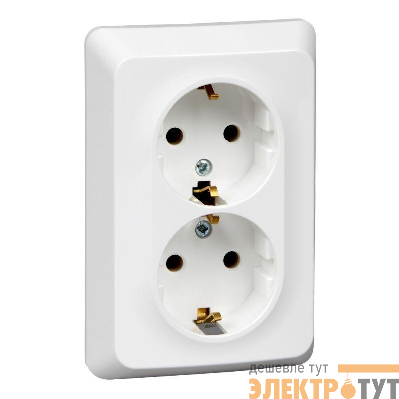 Розетка 2-м СП Этюд 16А IP20 250В с заземл. без защ. шторок бел. SE PC16-107B