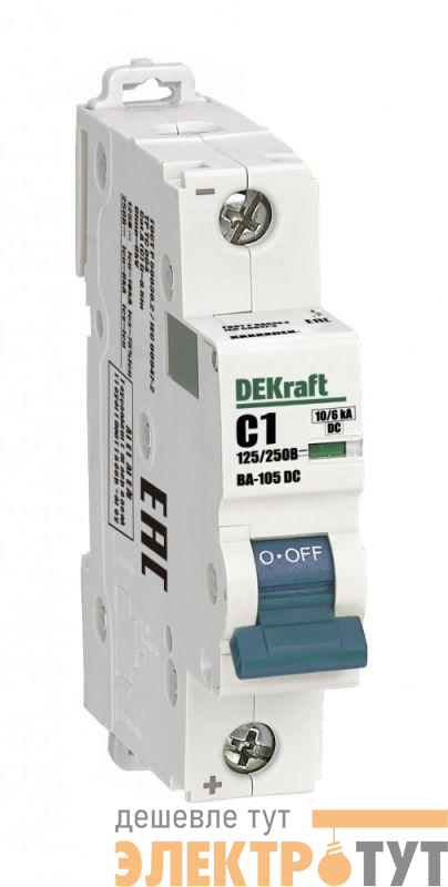 Выключатель автоматический модульный 1п C 1А 10кА ВА-105 DC DEKraft 13374DEK