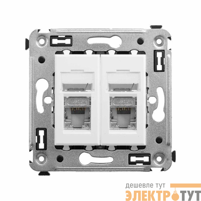 Розетка 2-м RJ-45 СП кат.6 экранированная Avanti "Белое облако" DKC 4400394