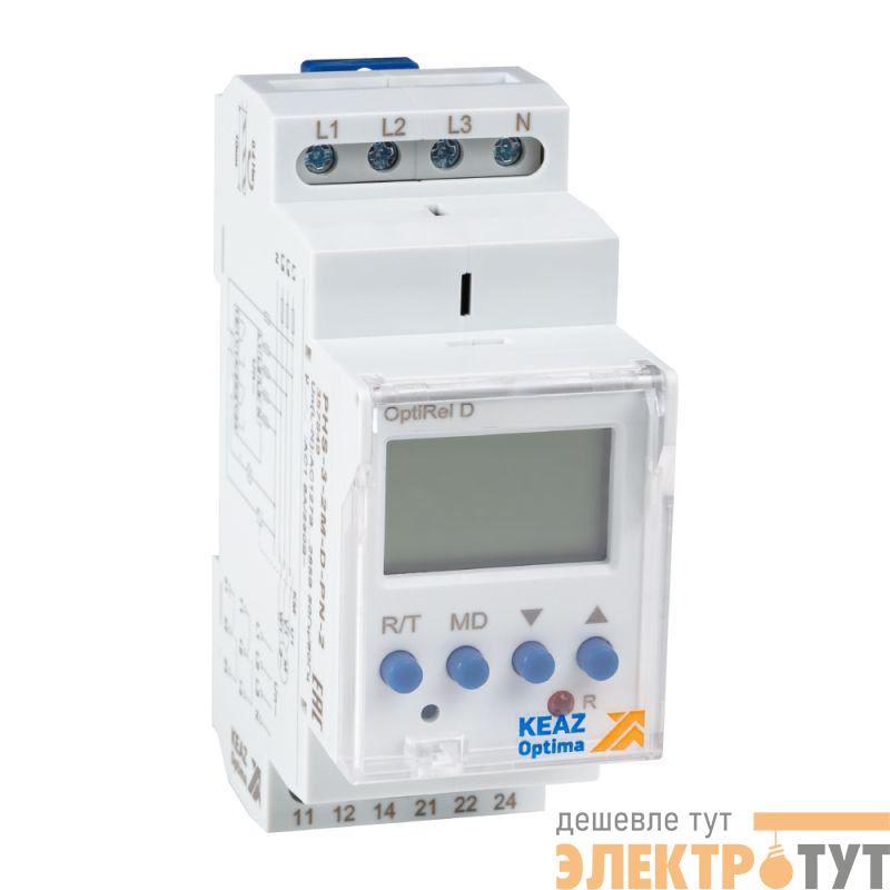 Реле контроля фаз OptiRel D PHS-3-2M-D-PP-2 цифровое 3Ф 2СО КЭАЗ 357850