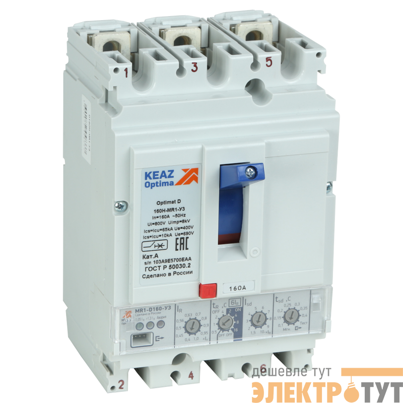 Выключатель автоматический 3п 100А диапазон уст. 40…100А 40кА OptiMat D100N MR1 У3 КЭАЗ 144412