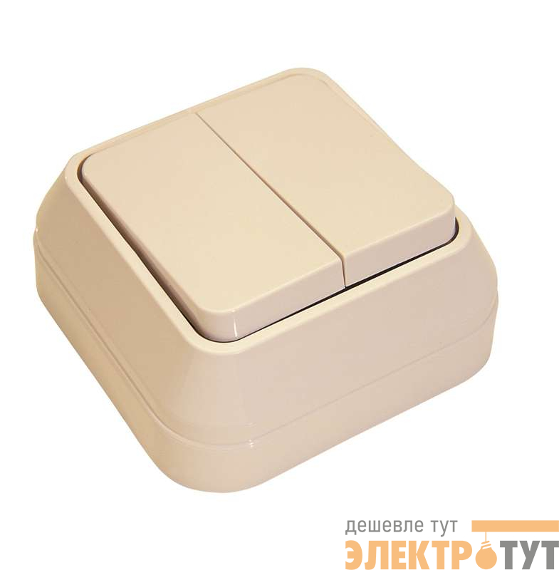 Выключатель 2-кл. ОП 10А IP20 крем. Makel 45203