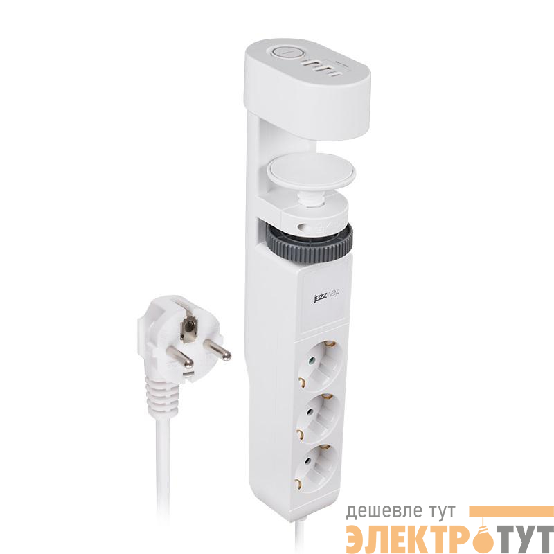 Удлинитель 3х1.5м на струбцине с заземл. с выкл. 3 USB выхода (2А+1С) IP20 ПВС 3х1 ETD-03U-150-wh (3х1.5) бел. JAZZway 5059535