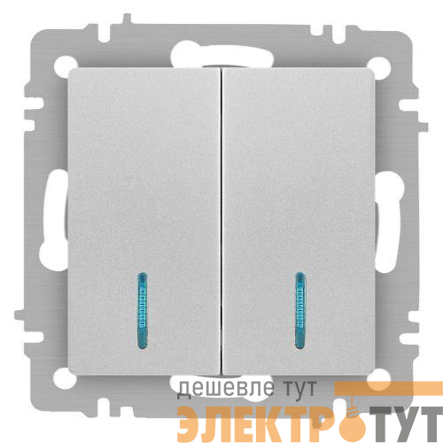 Выключатель 2-кл. СП Accent 6-105-03 10А IP20 250В с подсветкой AL/CU алюм. Intro Б0063511