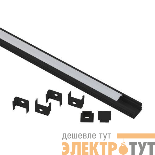 Комплект с накладным анодированным профилем 1612B 16х12мм. 2м САВ261 черн. Эра Б0062758