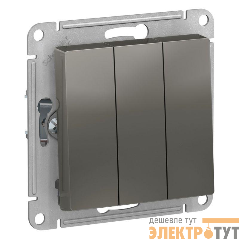 Выключатель 3-кл. СП AtlasDesign 10А IP20 (сх. 1+1+1) 10AX механизм сталь SE ATN000931