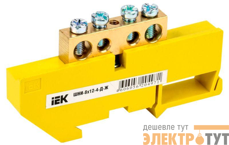 Шина PE "земля" на DIN-изол. ШНИ-8х12-4-Д-Ж IEK YNN10-812-4D-K05