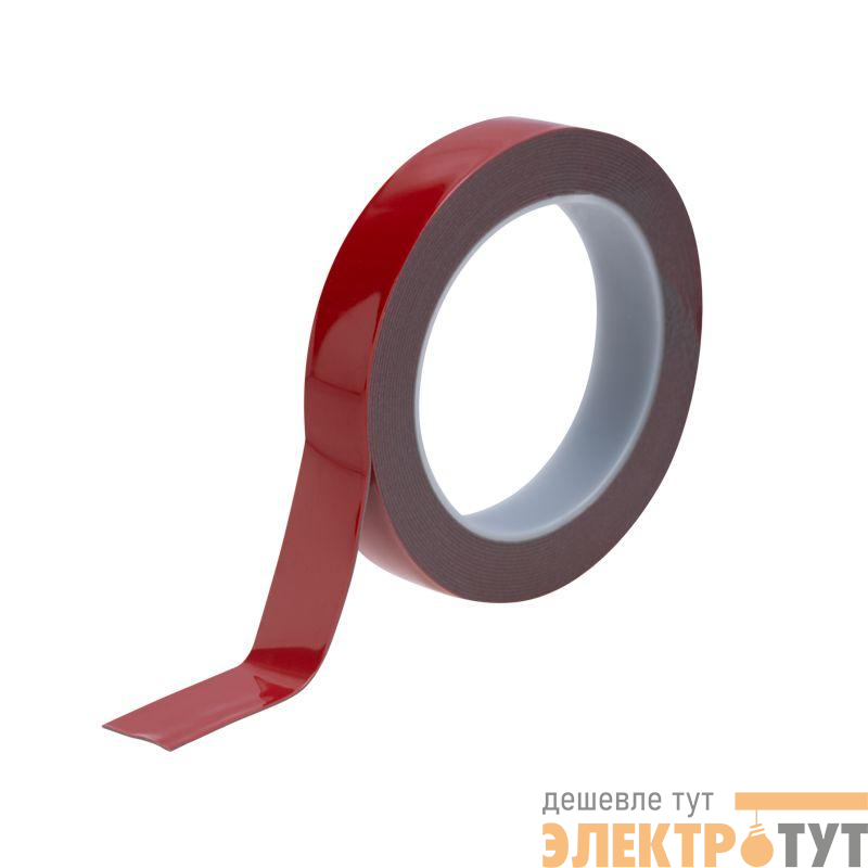 Скотч двухсторонний 20ммх5м красн. на сер. основе Rexant 09-6020