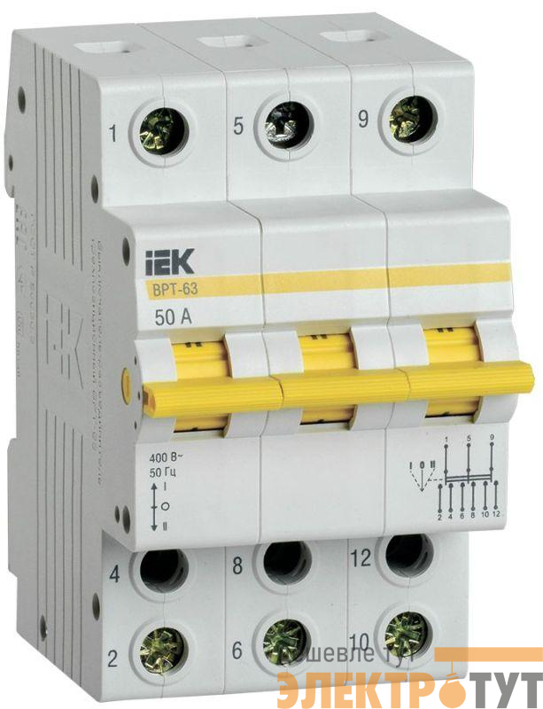 Выключатель-разъединитель трехпозиционный 3п ВРТ-63 50А KARAT IEK MPR10-3-050