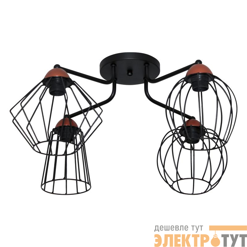 Светильник "Конти" 141 НПБ 01-4х60-127 Е27 (ИМ) потолочный медь черн. муар Элетех 1005405027