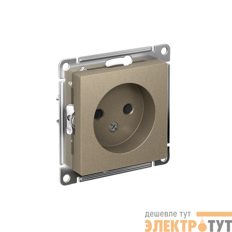 Розетка 1-м СП AtlasDesign 16А IP20 без заземл. защ. шторки механизм шампань SE ATN000549