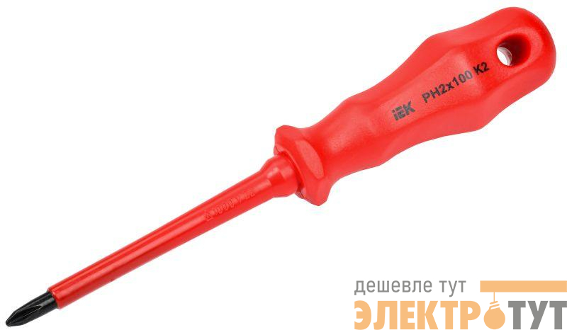 Отвертка диэлектрическая крестовая Ph2х100мм K2 1000В ARMA2L 3 IEK A2L3-SC30-K2-PH-20-100