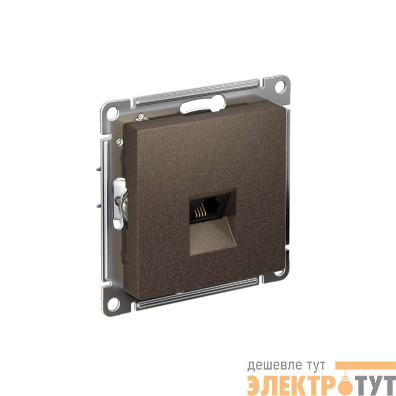 Розетка телефонная 1-м СП AtlasDesign RJ11 механизм мокко SE ATN000681