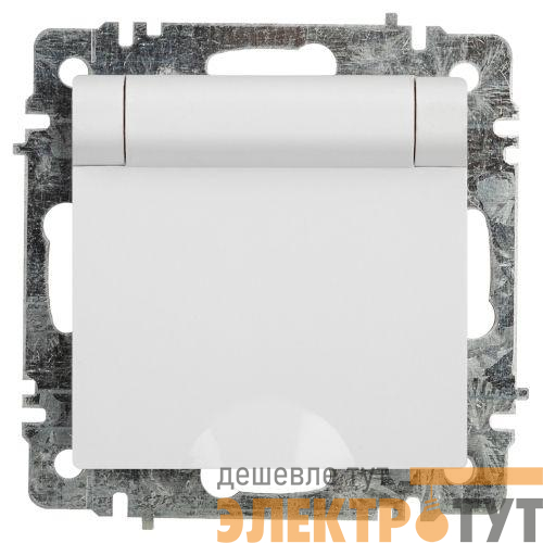 Розетка 1-м СП Accent 6-203-01 16А IP20 250В 2P+E Schuko с крышкой AL/CU бел. Intro Б0063709