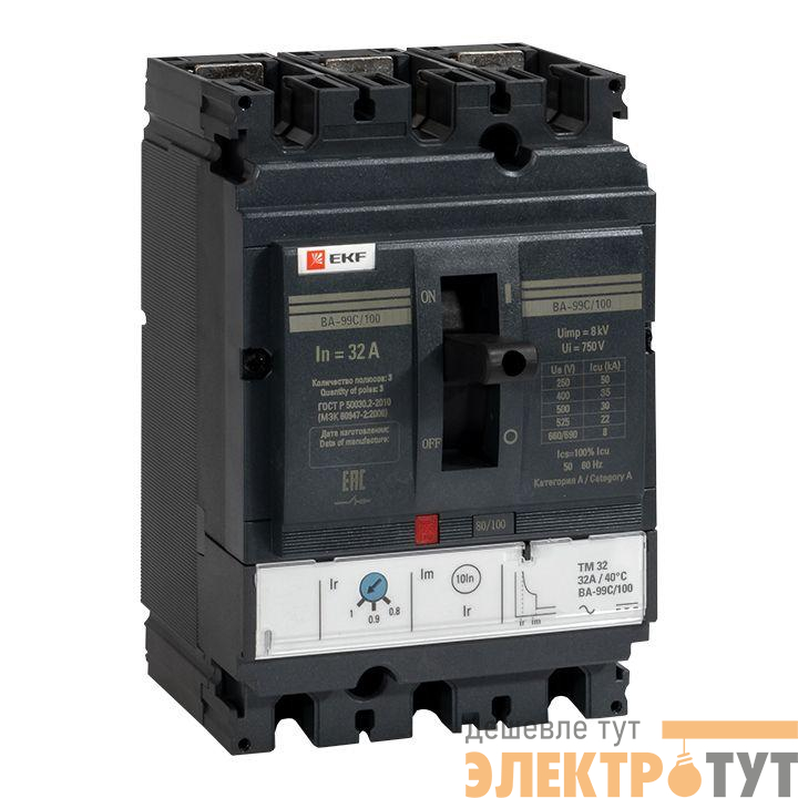 Выключатель автоматический 3п 100/32А 36кА ВА-99C Compact NS PROxima EKF mccb99C-100-32