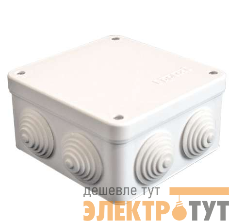 Коробка распределительная ОП 105х105х56мм IP54 7 выходов 4 гермоввода крышка на винтах бел. Epplast 110041